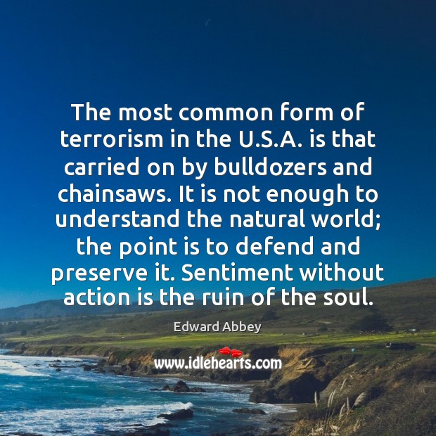 The most common form of terrorism in the U.S.A. is Action Quotes Image