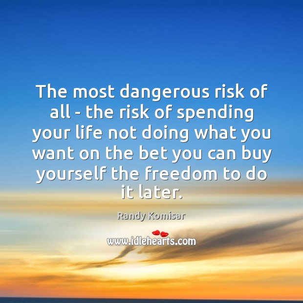 The most dangerous risk of all – the risk of spending your Randy Komisar Picture Quote