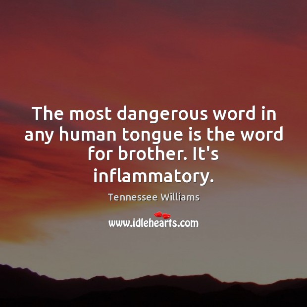 The most dangerous word in any human tongue is the word for brother. It’s inflammatory. Brother Quotes Image