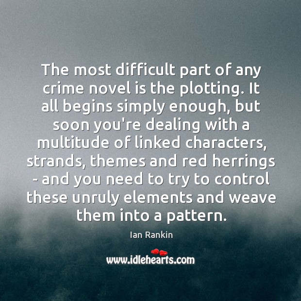 The most difficult part of any crime novel is the plotting. It Ian Rankin Picture Quote