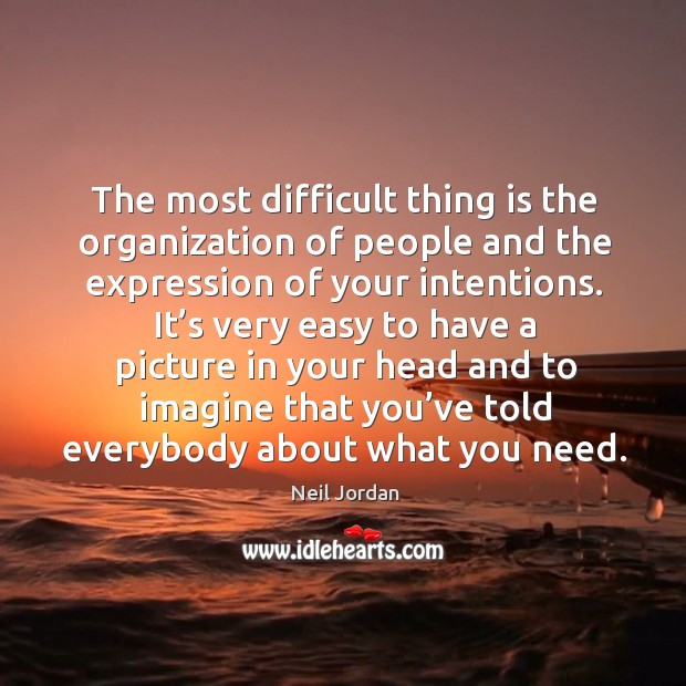 The most difficult thing is the organization of people and the expression of your intentions. Image