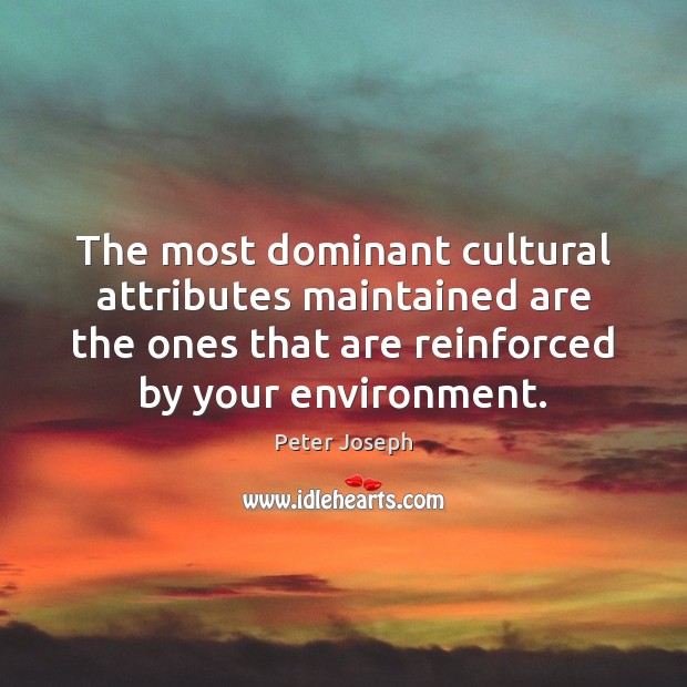 The most dominant cultural attributes maintained are the ones that are reinforced Peter Joseph Picture Quote