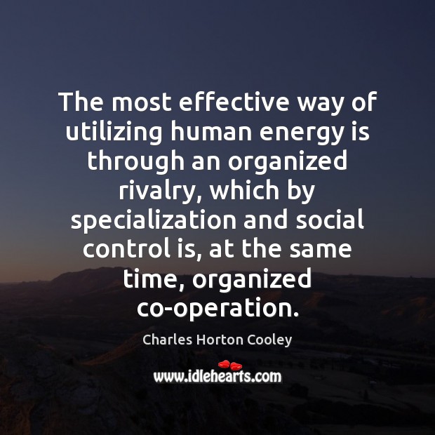 The most effective way of utilizing human energy is through an organized Charles Horton Cooley Picture Quote