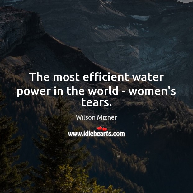 The most efficient water power in the world – women’s tears. Wilson Mizner Picture Quote
