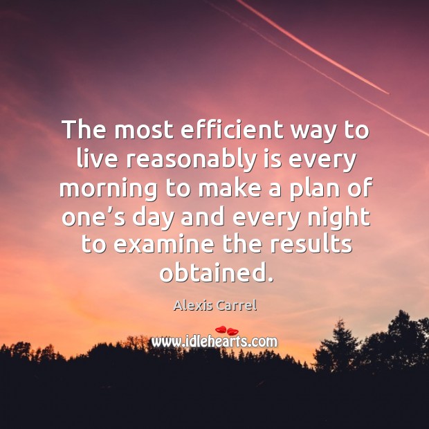 The most efficient way to live reasonably is every morning Alexis Carrel Picture Quote