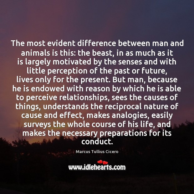 The most evident difference between man and animals is this: the beast, Marcus Tullius Cicero Picture Quote