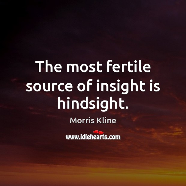 The most fertile source of insight is hindsight. Morris Kline Picture Quote