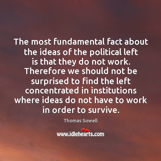The most fundamental fact about the ideas of the political left is that they do not work. Thomas Sowell Picture Quote