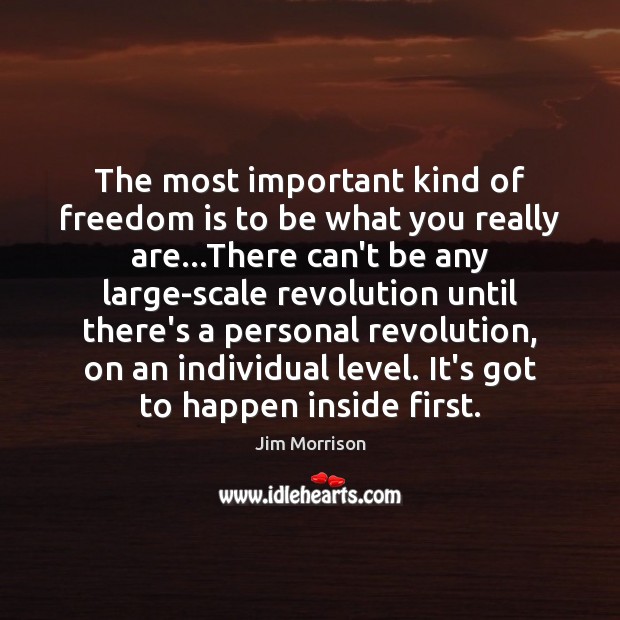 The most important kind of freedom is to be what you really Jim Morrison Picture Quote