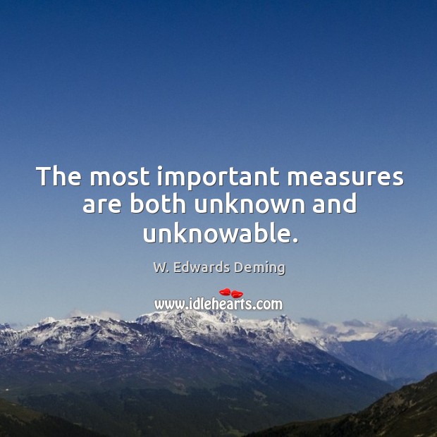The most important measures are both unknown and unknowable. W. Edwards Deming Picture Quote