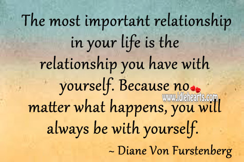 No matter what happens, you will always be with yourself. Diane von Furstenberg Picture Quote