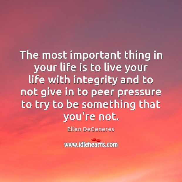The most important thing in your life is to live your life Ellen DeGeneres Picture Quote