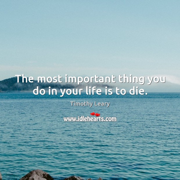 The most important thing you do in your life is to die. Timothy Leary Picture Quote