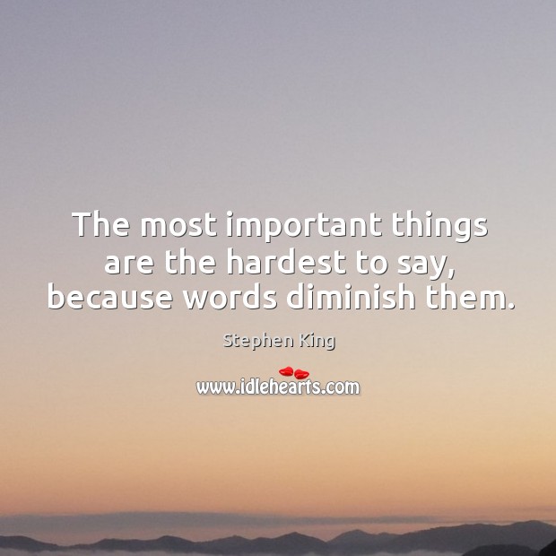 The most important things are the hardest to say, because words diminish them. Image