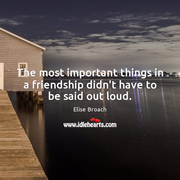 The most important things in a friendship didn’t have to be said out loud. Elise Broach Picture Quote