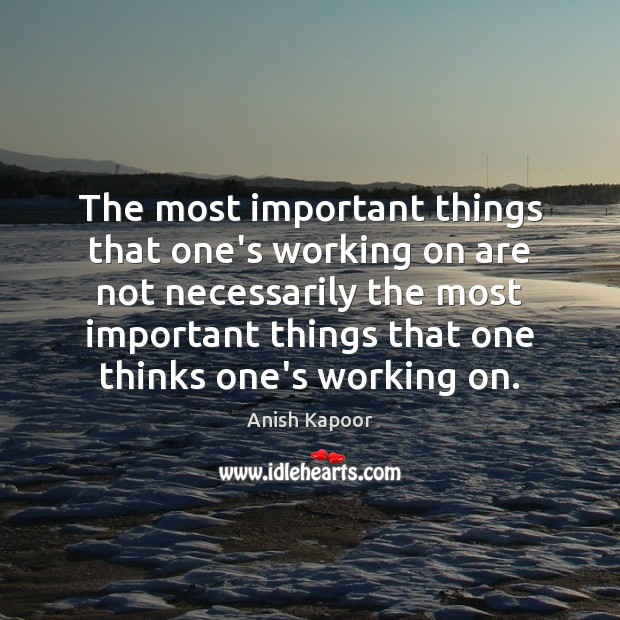 The most important things that one’s working on are not necessarily the Anish Kapoor Picture Quote