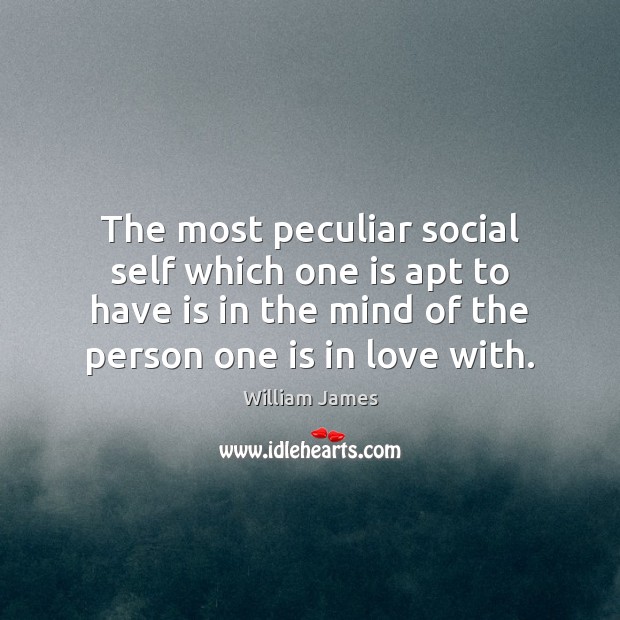 The most peculiar social self which one is apt to have is William James Picture Quote