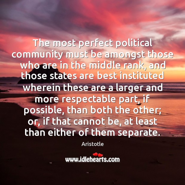 The most perfect political community must be amongst those who are in Image