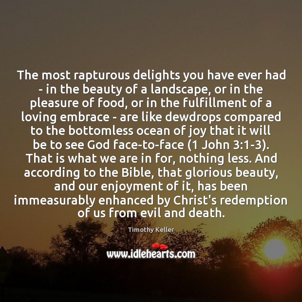 The most rapturous delights you have ever had – in the beauty Timothy Keller Picture Quote