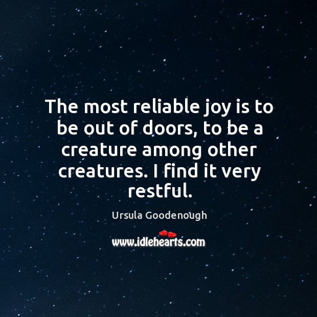 The most reliable joy is to be out of doors, to be Ursula Goodenough Picture Quote