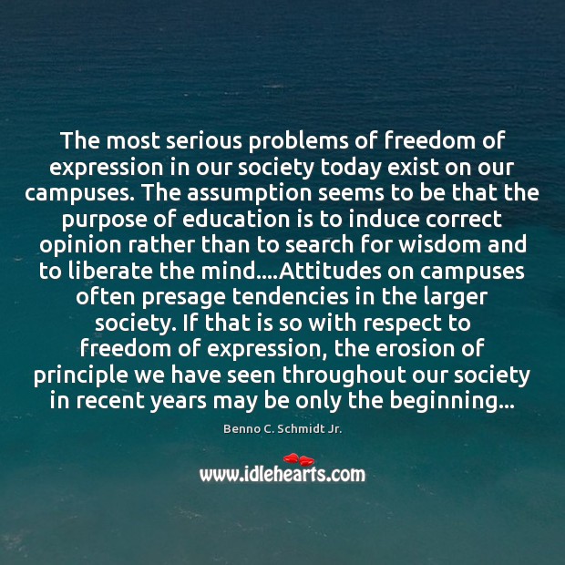 The most serious problems of freedom of expression in our society today Liberate Quotes Image
