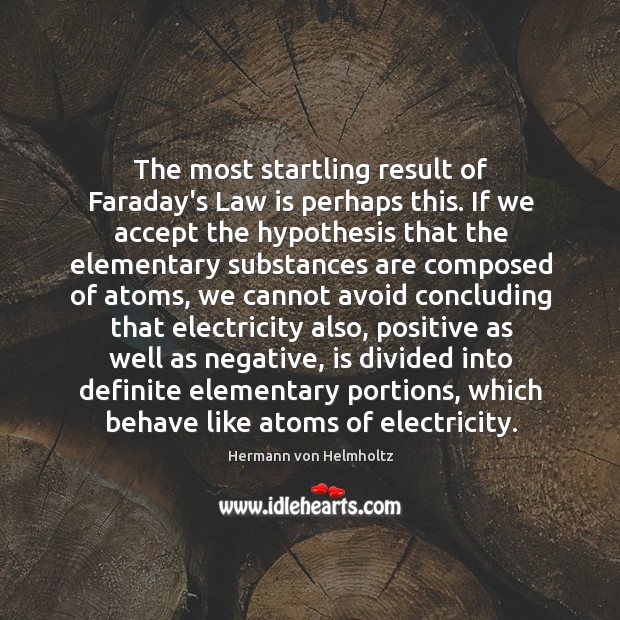 The most startling result of Faraday’s Law is perhaps this. If we Hermann von Helmholtz Picture Quote