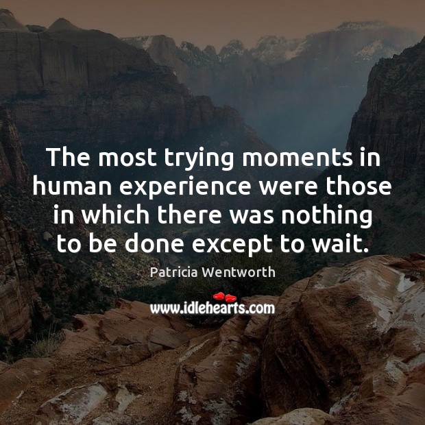 The most trying moments in human experience were those in which there Patricia Wentworth Picture Quote