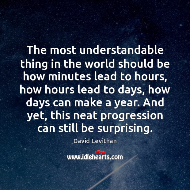 The most understandable thing in the world should be how minutes lead David Levithan Picture Quote