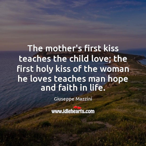 The mother’s first kiss teaches the child love; the first holy kiss Image