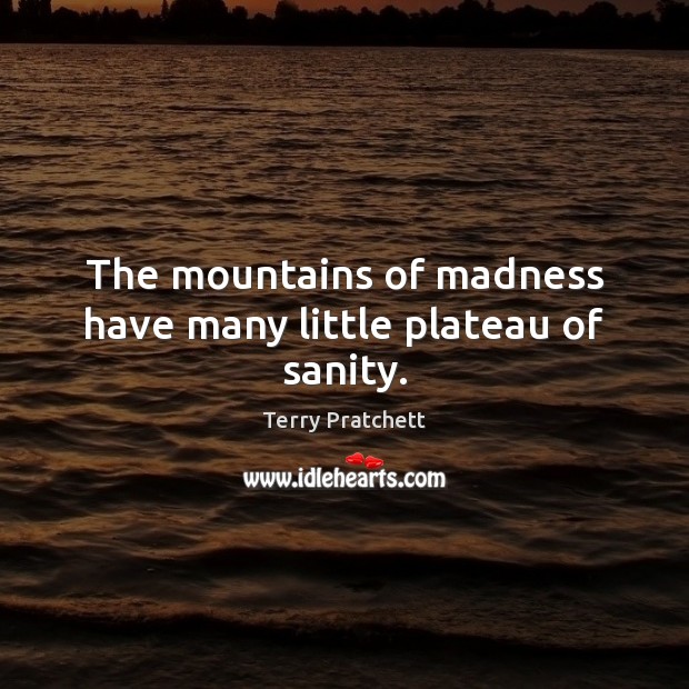 The mountains of madness have many little plateau of sanity. Terry Pratchett Picture Quote