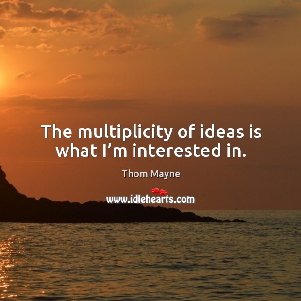The multiplicity of ideas is what I’m interested in. Image