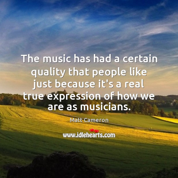 The music has had a certain quality that people like just because Matt Cameron Picture Quote