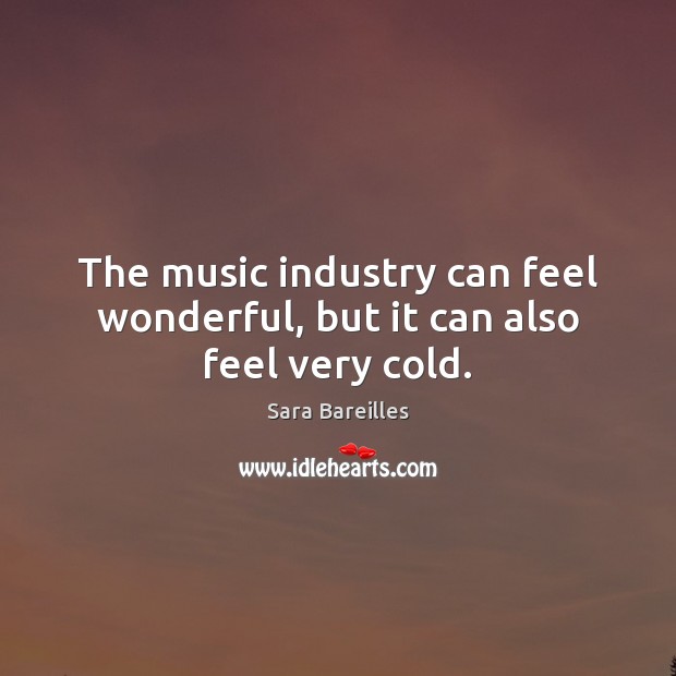 The music industry can feel wonderful, but it can also feel very cold. Sara Bareilles Picture Quote