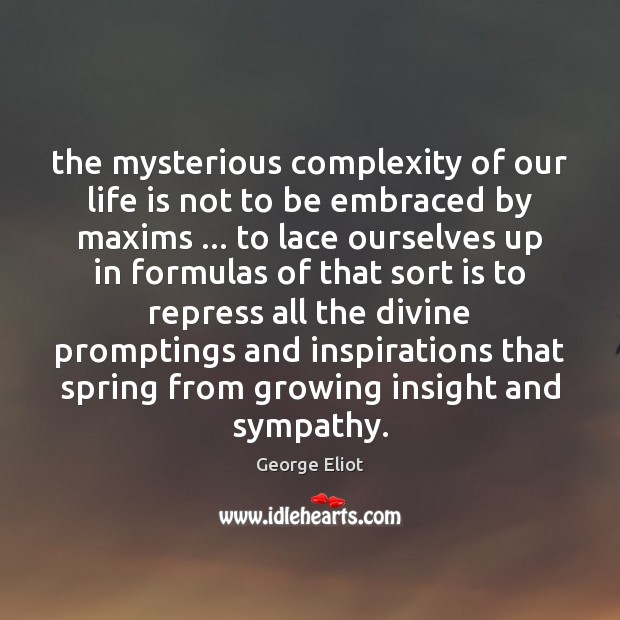 The mysterious complexity of our life is not to be embraced by 
