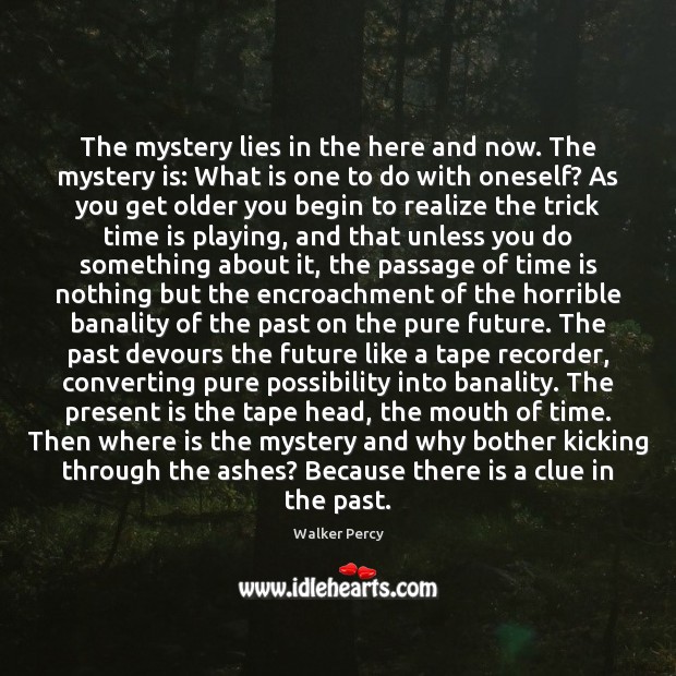The mystery lies in the here and now. The mystery is: What Image