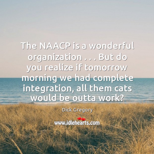 The NAACP is a wonderful organization . . . But do you realize if tomorrow Dick Gregory Picture Quote