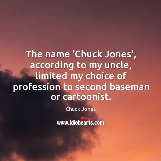 The name ‘Chuck Jones’, according to my uncle, limited my choice of Image