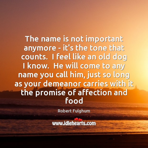 The name is not important anymore – it’s the tone that counts. Robert Fulghum Picture Quote