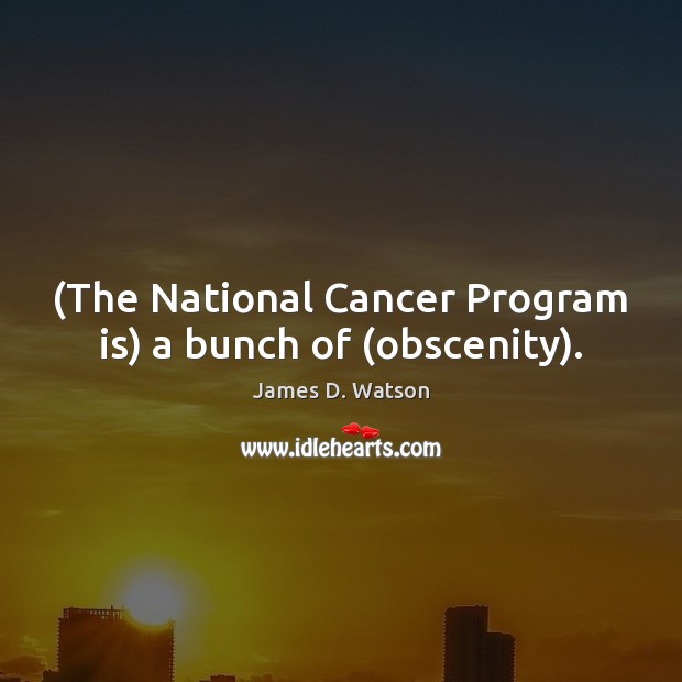(The National Cancer Program is) a bunch of (obscenity). James D. Watson Picture Quote