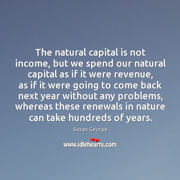 The natural capital is not income, but we spend our natural capital as if it were revenue Image