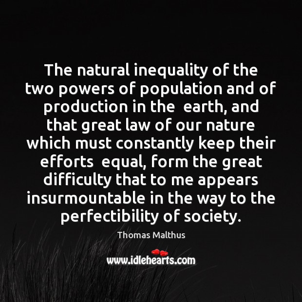 The natural inequality of the two powers of population and of production Image