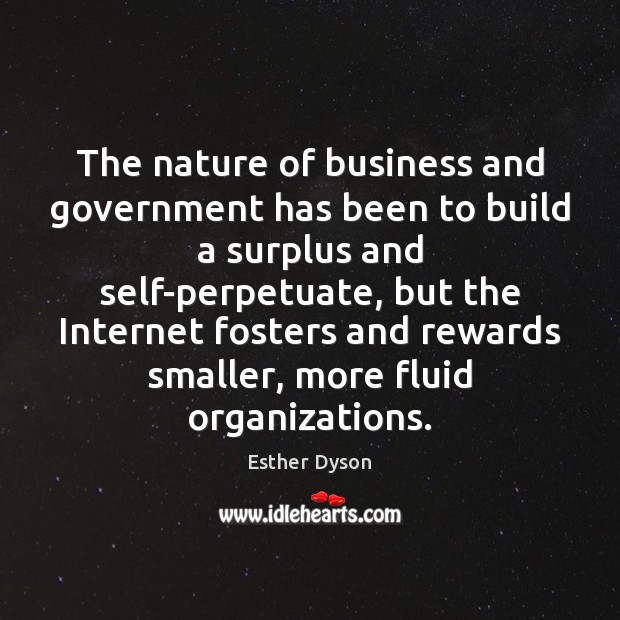 The nature of business and government has been to build a surplus Esther Dyson Picture Quote