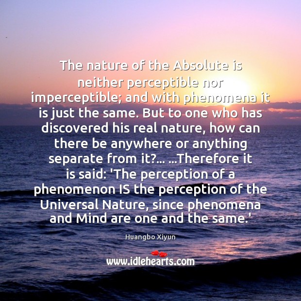 The nature of the Absolute is neither perceptible nor imperceptible; and with Huangbo Xiyun Picture Quote