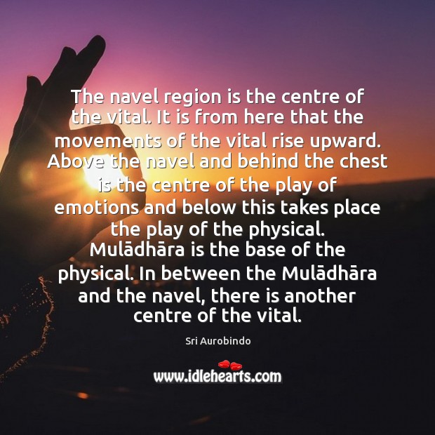 The navel region is the centre of the vital. It is from Sri Aurobindo Picture Quote
