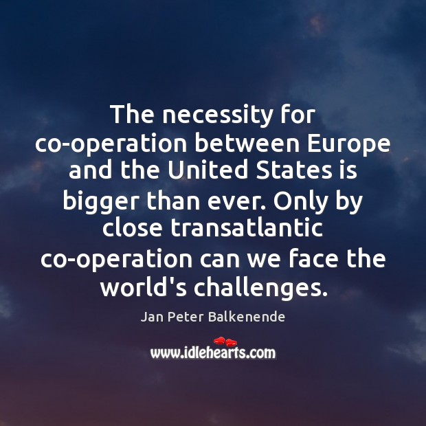 The necessity for co-operation between Europe and the United States is bigger Image