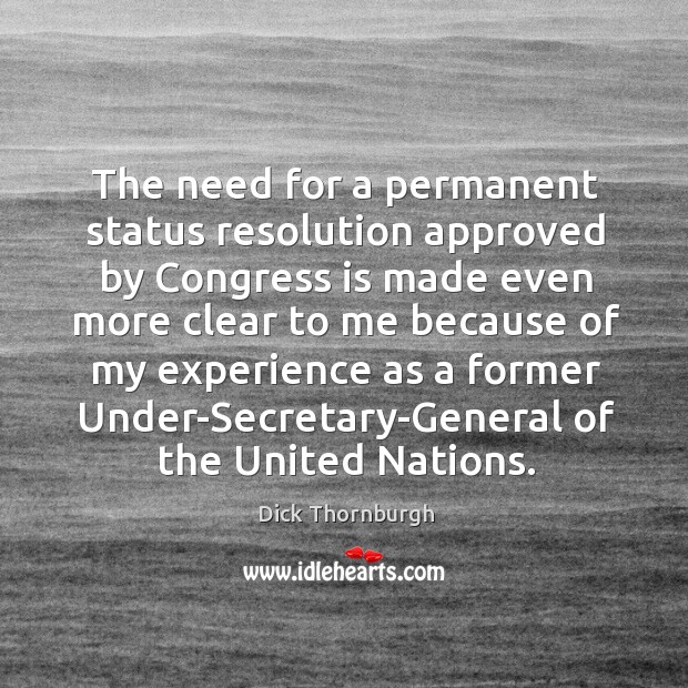 The need for a permanent status resolution approved by congress is made even more Image