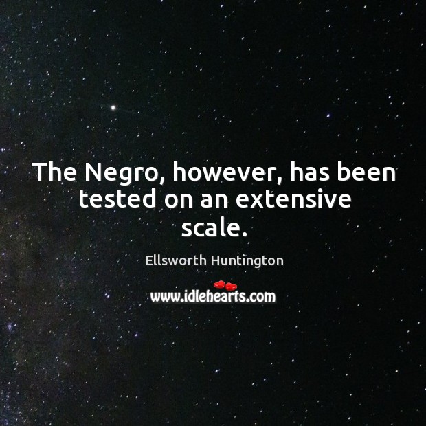 The negro, however, has been tested on an extensive scale. Ellsworth Huntington Picture Quote