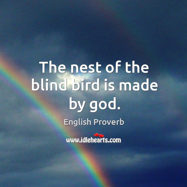 The nest of the blind bird is made by God. English Proverbs Image
