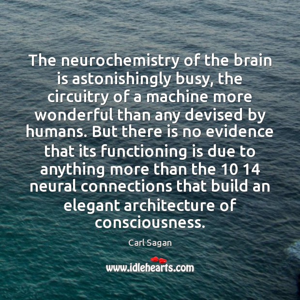 The neurochemistry of the brain is astonishingly busy, the circuitry of a Carl Sagan Picture Quote