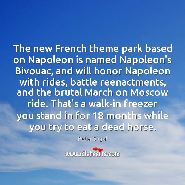 The new French theme park based on Napoleon is named Napoleon’s Bivouac, Peter Sagal Picture Quote